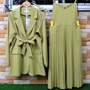 Pleated Dress & Blazer Set ❤️